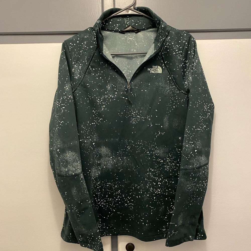 Women’s Forest Green/White Speckled The North Face 1/4 Zip - size Large